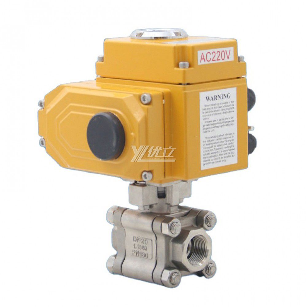 YOULI High Pressure NPT BSP 2000wog PN130 PN64 Stainless Steel 304 316 Motorized Electric Actuator Three Piece Thread Ball Valve