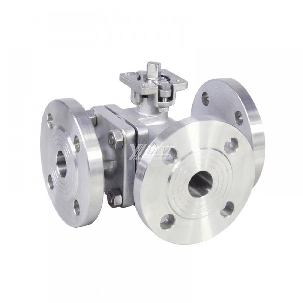 YOULI ISO 5211 Mounting Pad High Temperature ANSI 150LB  Stainless Steel 304 316 JIS 10K 1.6mpa Manual Flanged 3 Way Ball Valve
