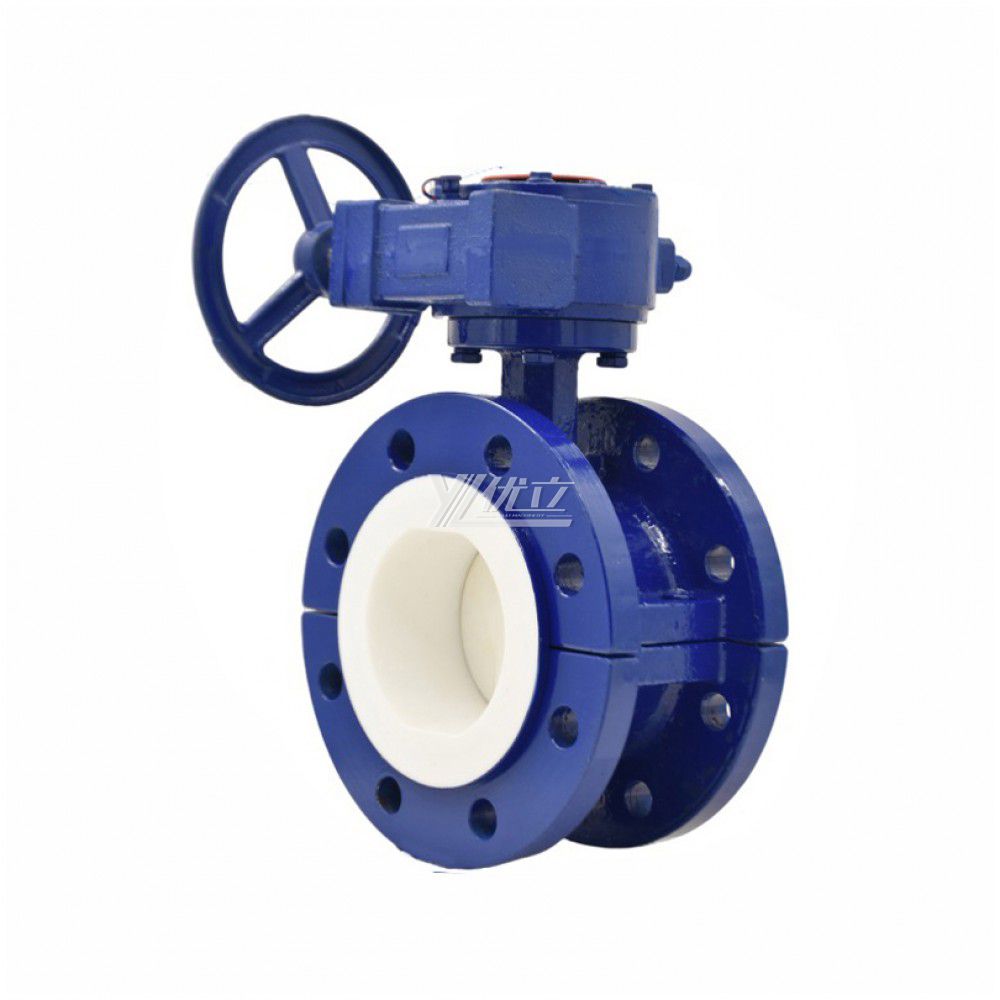 YOULI 304 316 Stainless Steel Sulfuric Acid  Hydrochloric Acid Pn16 WCB F4 F46 PFA Fluorine Lined Flanged Butterfly Valve