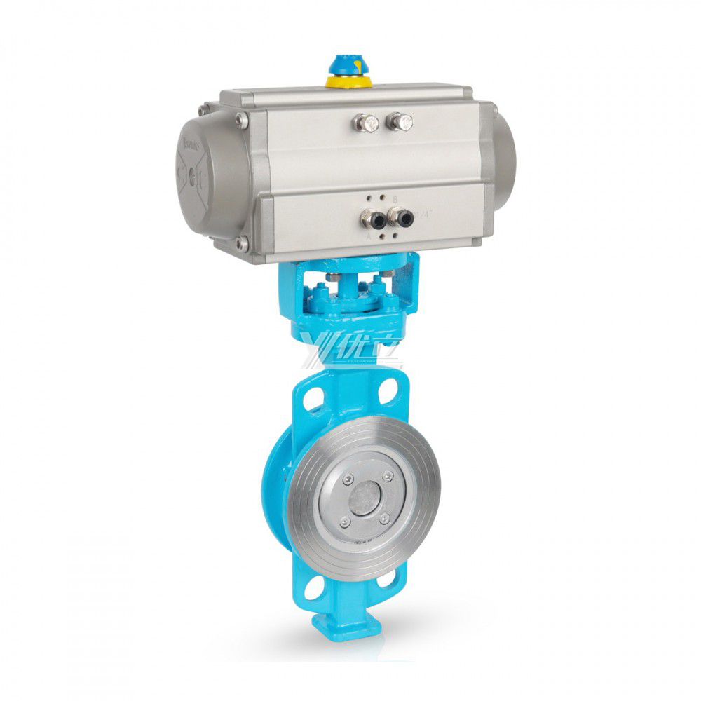 YOULI ANSI 150LB Stainless Steel 304 316 Pn16 WCB High Temperature Pneumatic Actuator Three Eccentric Flanged Butterfly Valve