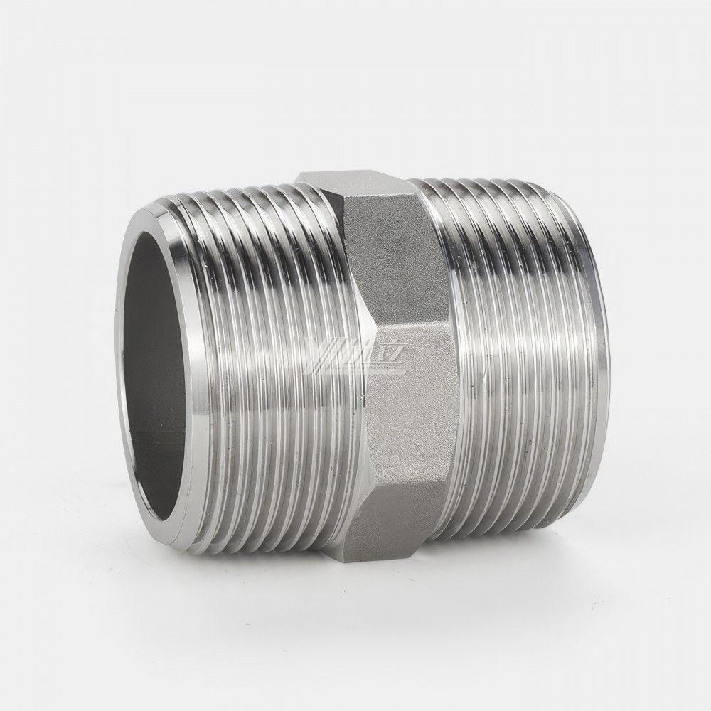 YOULI Stainless Steel 304 SS316L BSP NPT Pipe Fitting  Hexagonal Double Male Threaded Ferrule