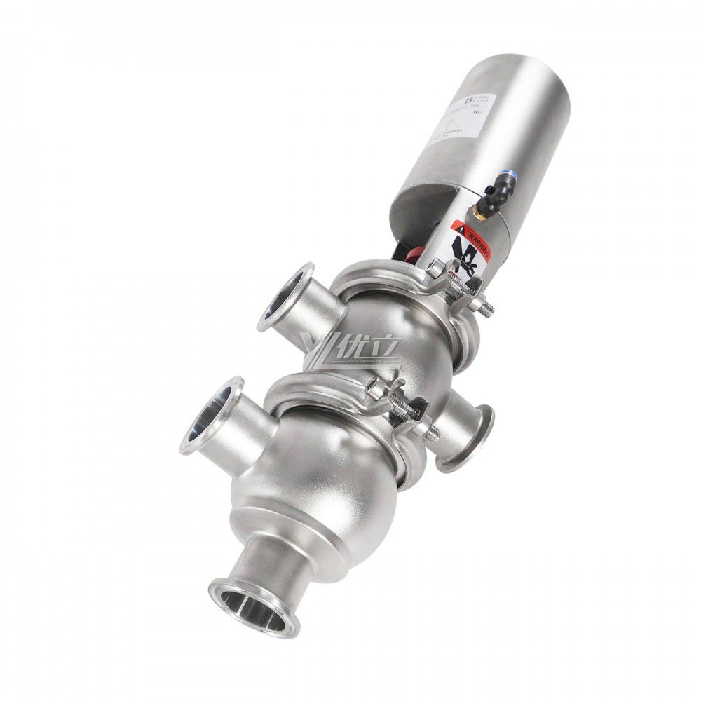 YOULI Hygienic Food Grade Sanitary Stainless Steel 304 316L Stop Pneumatic TL Type Tri Clamped  Reversing Divert Valve