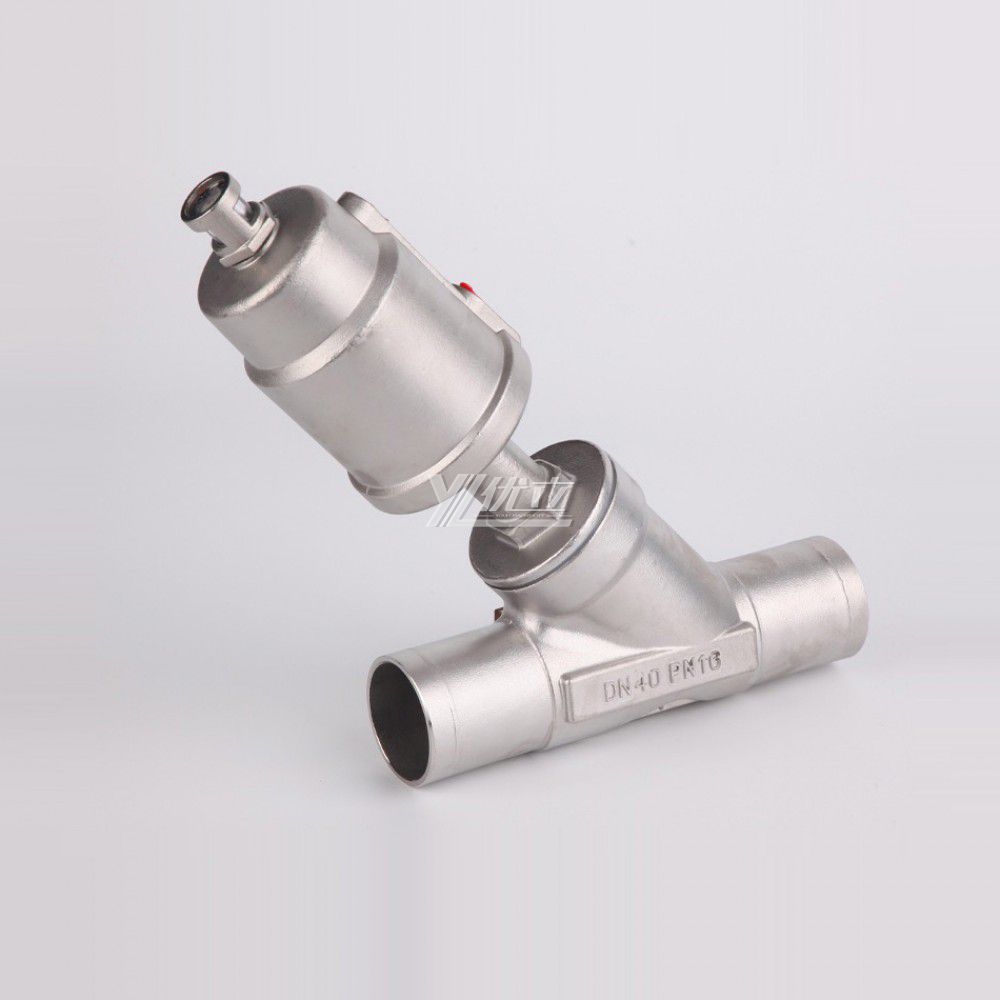 YOULI High Temperature Steam 1.6mpa 304 316  C Type Stainless Steel Head Pneumatic Butt Welded Angle Seat Valve