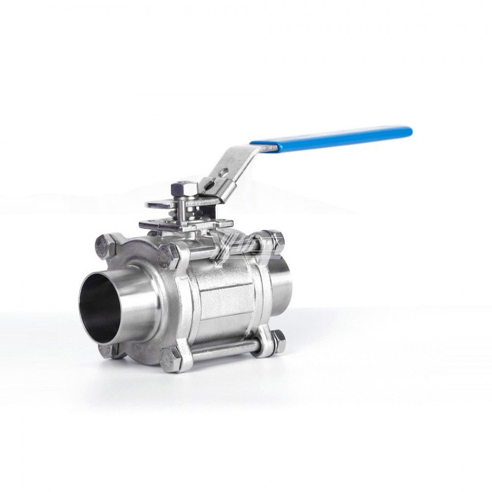 YOULI Hygienic Food Grade Stainless Steel 304 316L Pharmaceutical Drink Sanitary Manual Thee Piece Butt Welded Ball Valve
