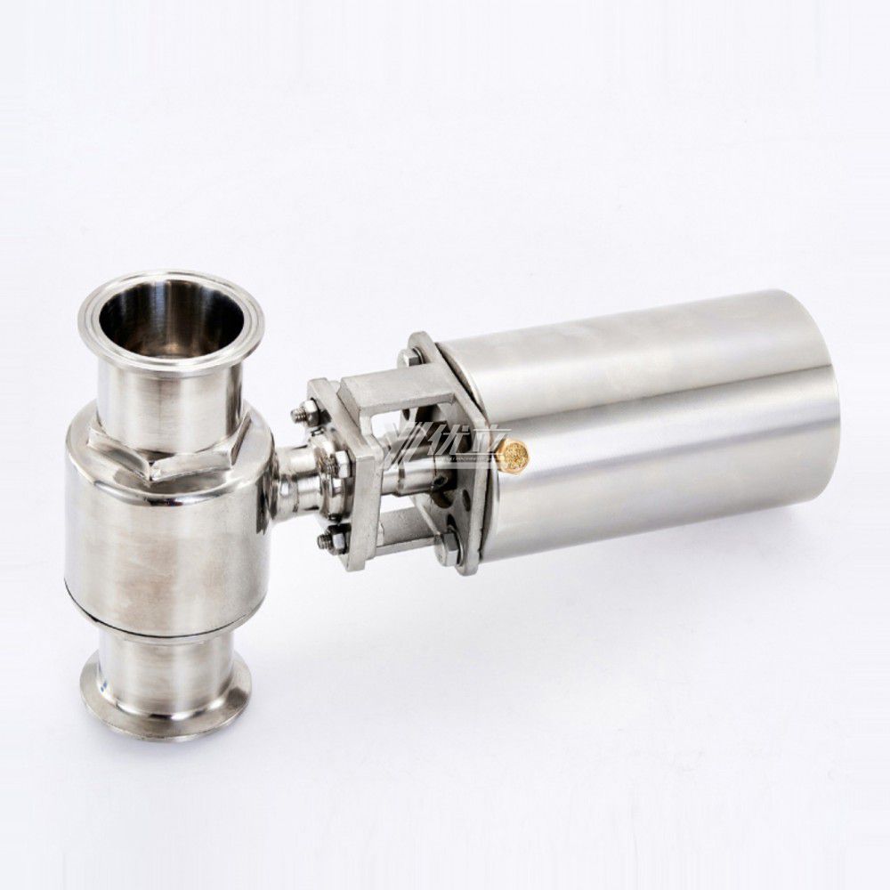 YOULI Hygienic Food Grade Sanitary Stainless Steel 304 316L Beverage Milk Pneumatic Actuator Straight Tri-Clamped Ball Valve