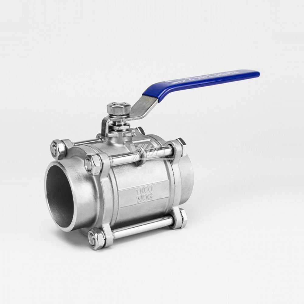 YOULI High temperature 1000WOG 300 degrees Celsius 1.6mpa 304 316 Metal seal manual 3PC double butt Welding Ball Valve