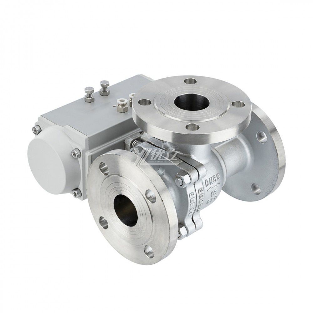 YOULI Stainless Steel ANSI 150LB  304 316 JIS 10K  Pn16 WCB  Pneumatic Actuator Three-way Flanged Ball Valve