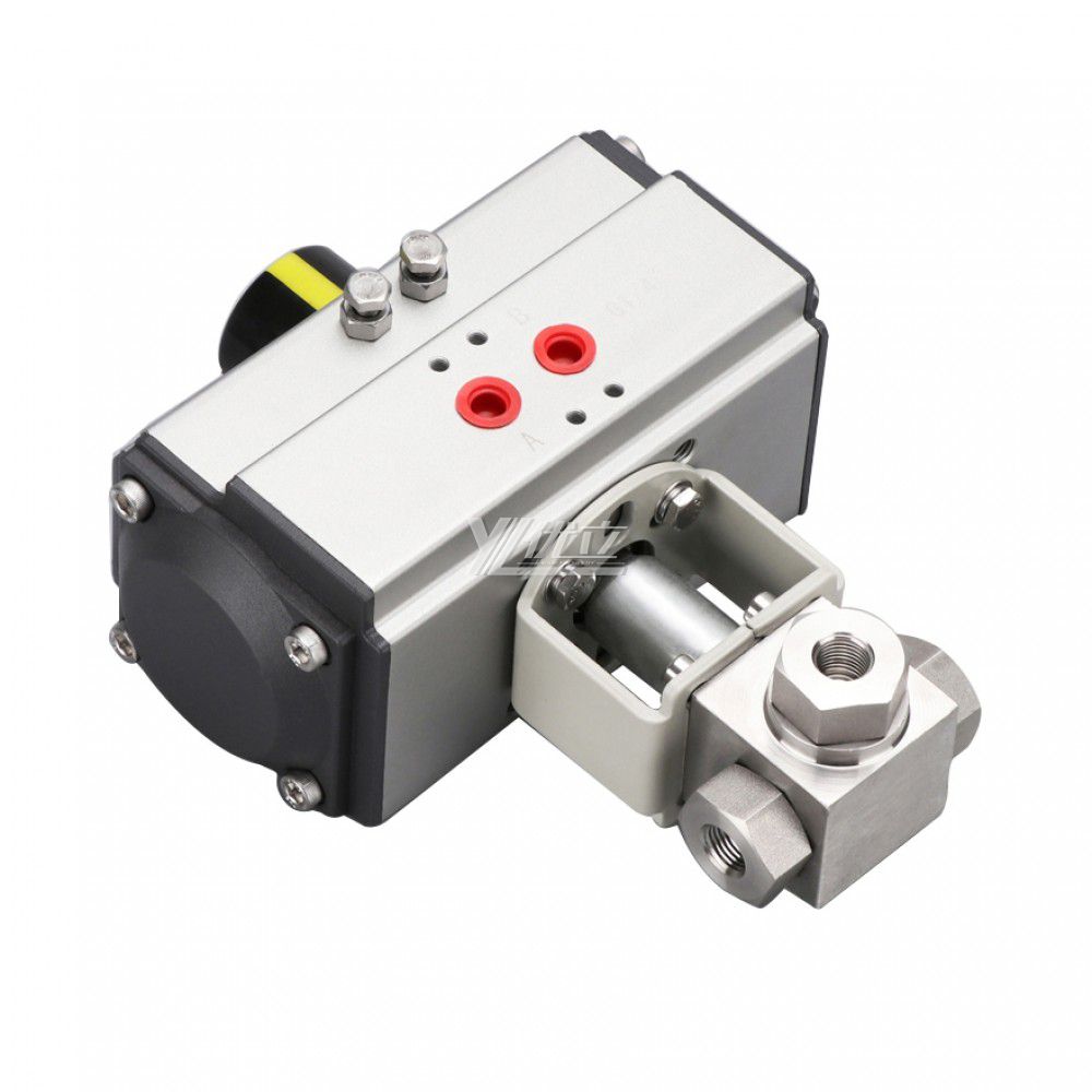 YOULI 6000psi PN320 Stainless Steel 304 316 WCB KHB High Pressure Pneumatic Actuator 3 Way Threaded Ball Valve