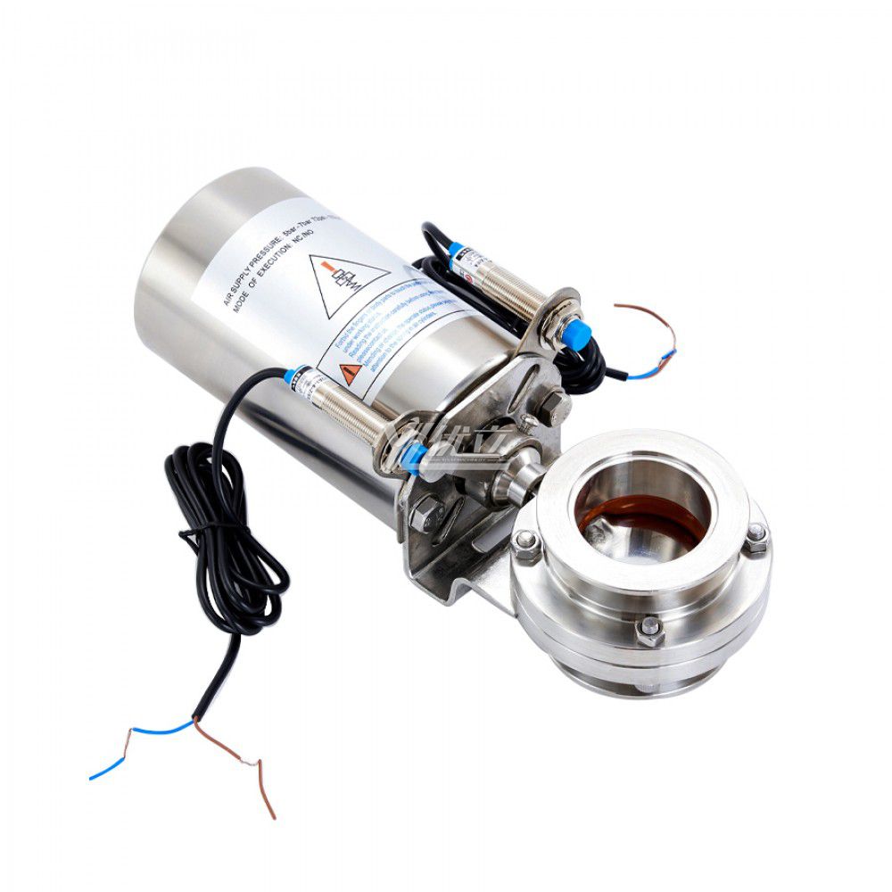 YOULI Hygienic Food Grade Stainless Steel 304 316L KF Sanitary Pneumatic Actuator Tri-Clamped Vacuum Butterfly Valve