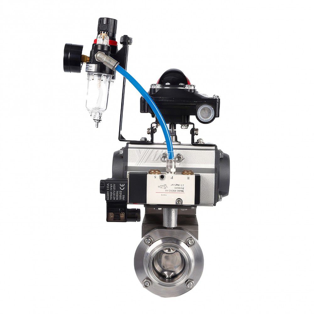 YOULI Hygienic Food Grade Sanitary Stainless Steel 3A/SMS/DIN 304 316L Limit Position Pneumatic Tri Clamped Butterfly Valve