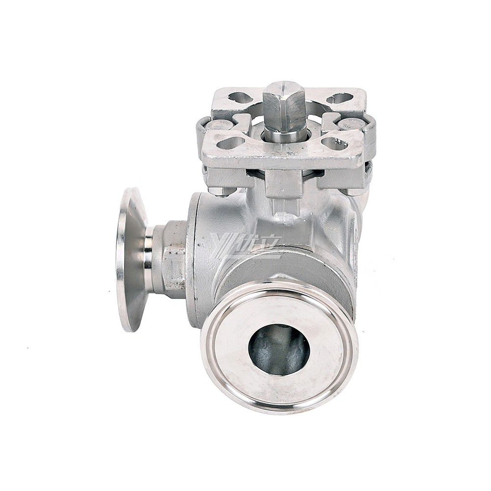 YOULI High Temperature  ISO 5211 Mounting Pad 1.6mpa Stainless Steel  304 316 T-prot Manual 3-way Tri Clamped Ball Valve