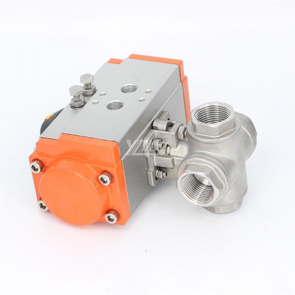 YOULI High-pressure RC NPT BSP PN16 Stainless Steel 304 316 LL Type Pneumatic Actuator 4-way Thread Ball Valve