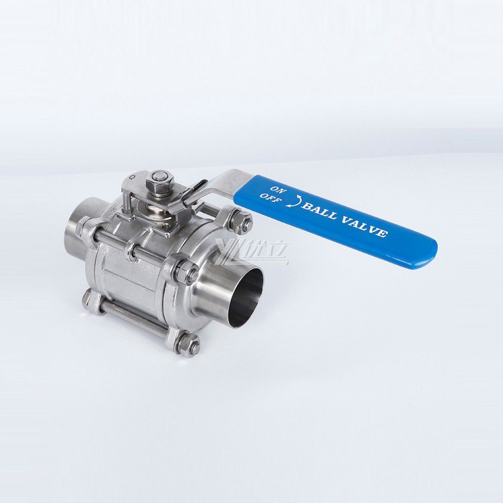 YOULI Hygienic Food Grade Stainless Steel 304 316L Pharmaceutical Drink Sanitary Manual Thee Piece Butt Welded Ball Valve