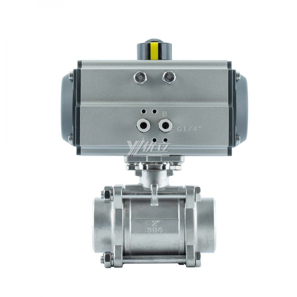 YOULI High Temperature Zero Leakage 1000WOG PN16 Stainless Steel 304 316 3-piece Butt Welded Pneumatic Actuator Ball Valve