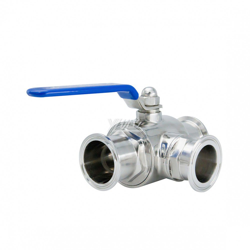 YOULI Hygienic Food Grade Stainless Steel Ss 304 316 T/L Type Milk Juice Sanitary Manual Three Way Tri Clamped Ball Valve