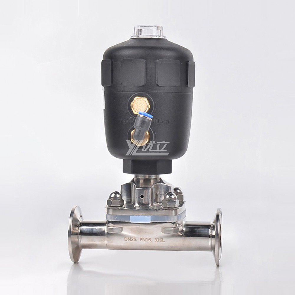 YOULI Premium Hygienic Food Grade Sanitary Stainless Steel 316L Silicon Biological Pneumatic Straight Diaphragm Valve Actuator