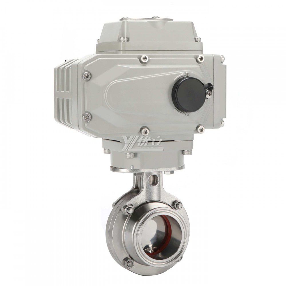YOULI Hygienic Food Grade Stainless Steel 304 316L DC24V Sanitary Electric Tri Clamped Motorized butterfly Valve