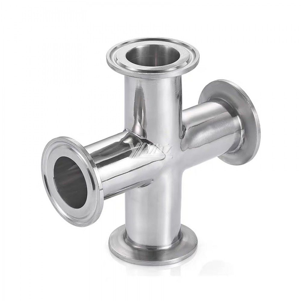 YOULI Hygienic Food Grade Sanitary Stainless Steel 304 SS316L 3A SMS DIN ISO Pipe Fitting Equal Clamped Cross