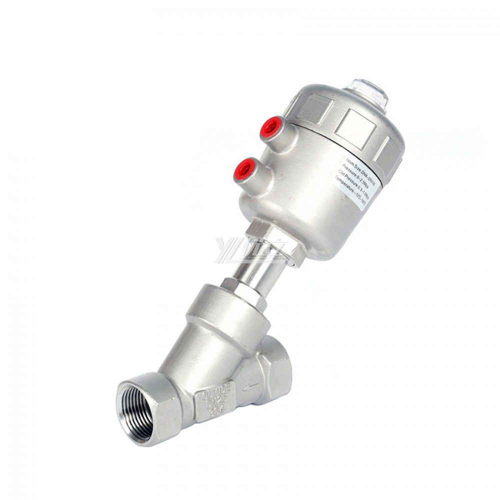 YOULI Premium High Temperature 1.6mpa 304 316 BSP NPT Stainless Steel Head Pneumatic Female Threaded Angle Seat Valve