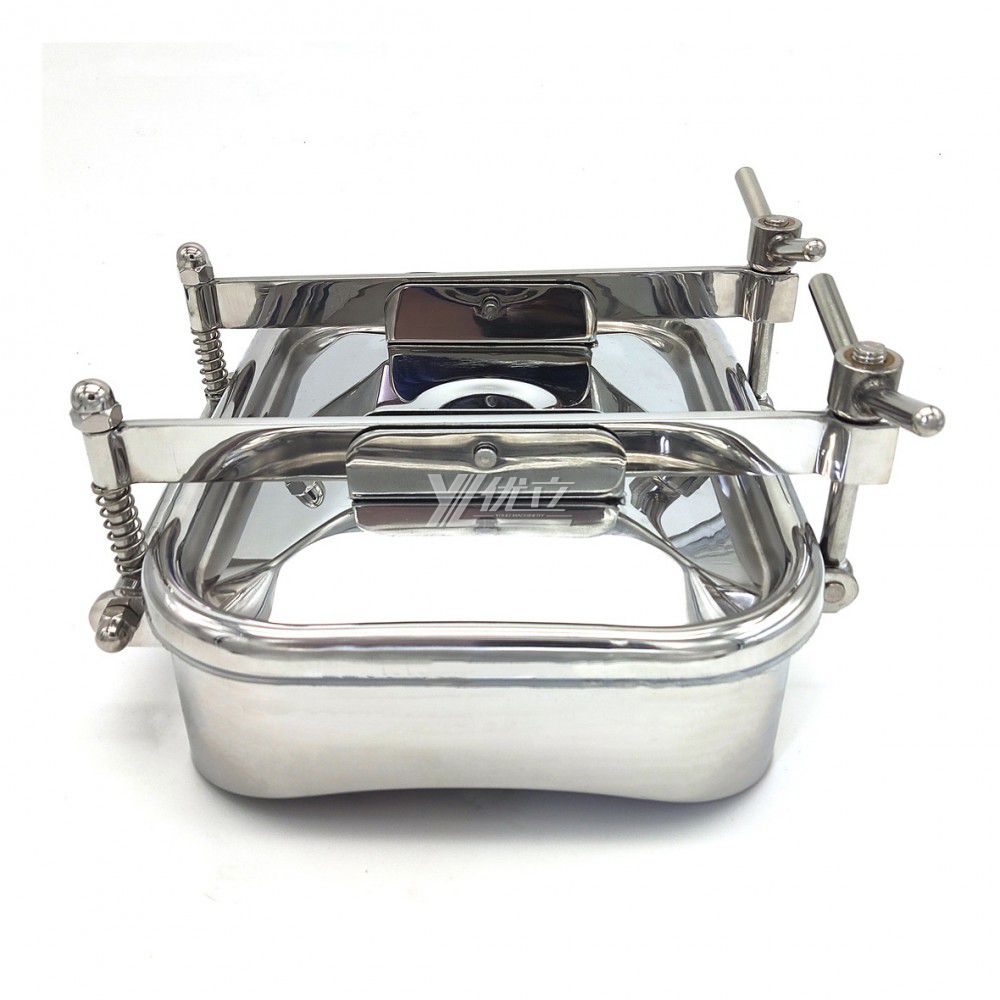 YOULI Hygienic Food Grade SS 304 316L Stainless Steel Cover Pressure Tanks Sanitary Double Lock Rectangular Manhole Manway