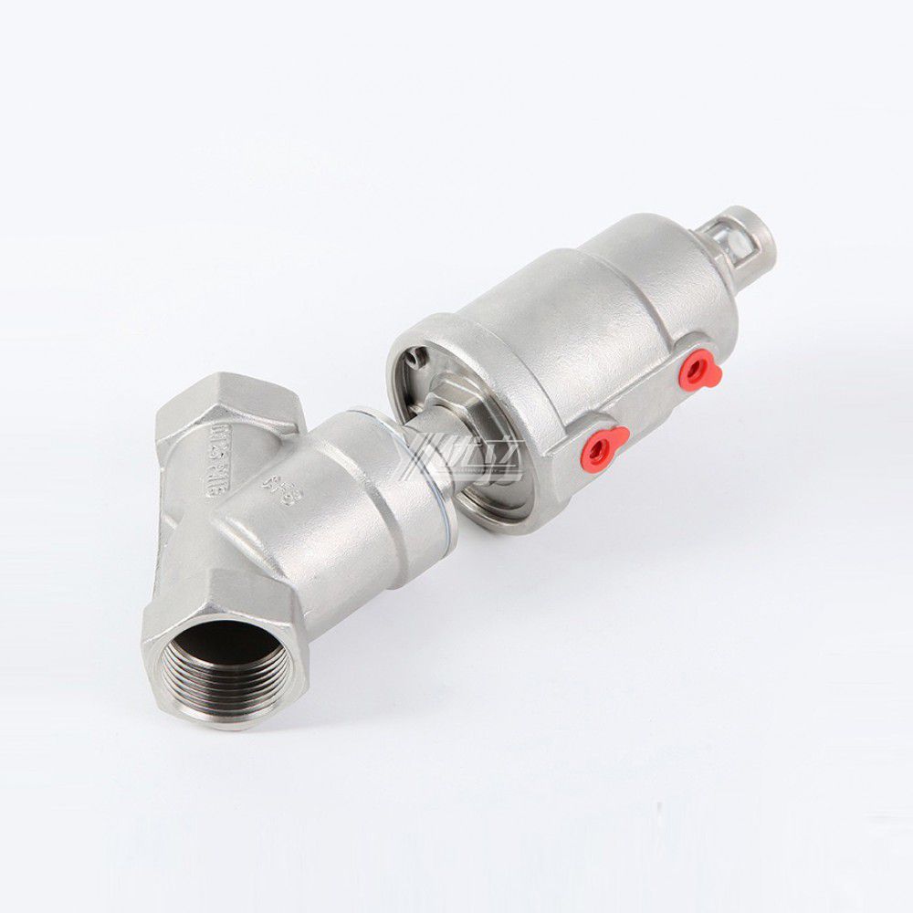 YOULI PN16-25 304 316 BSP NPT Y-Type High Temperature All Stainless Steel Head Pneumatic Female Screw Threaded Angle Seat Valve