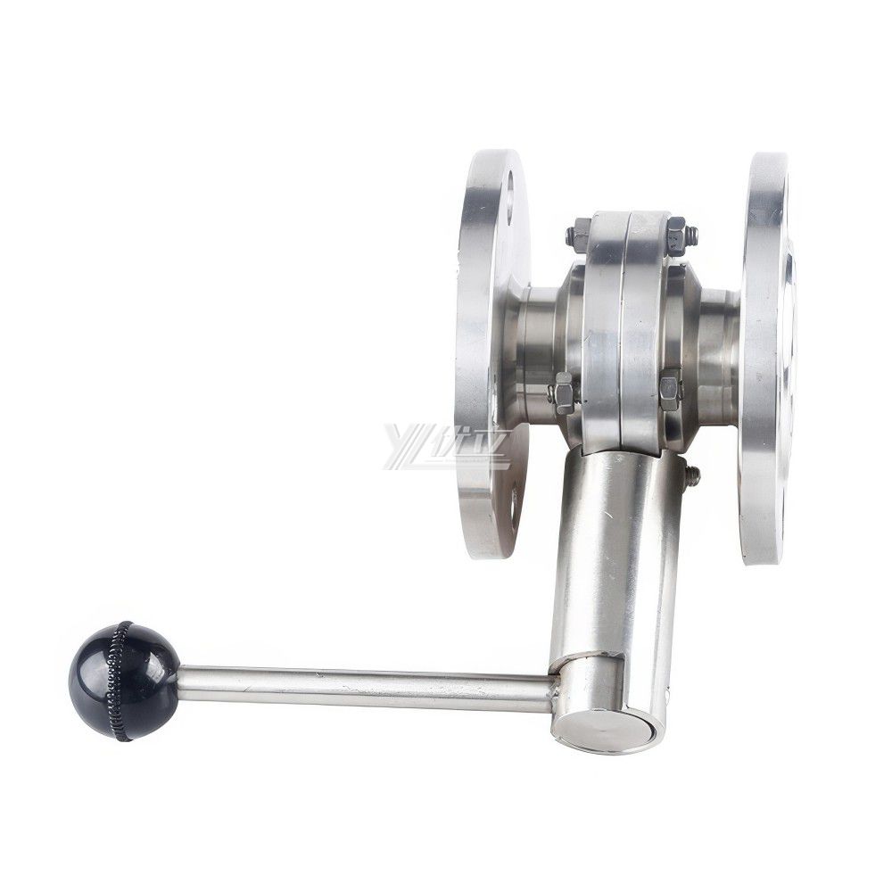 YOULI Hygienic Food Grade Stainless Steel 3A/SMS/DIN 304 316L Silicon Lever Handle Sanitary Manual Flnaged Butterfly Valve