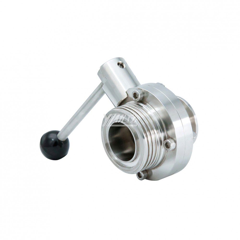 YOULI Hygienic Food Grade Stainless Steel 3A/SMS/DIN 304 316L Silicon Sanitary Manual Male Threaded Tri-clover Butterfly Valve