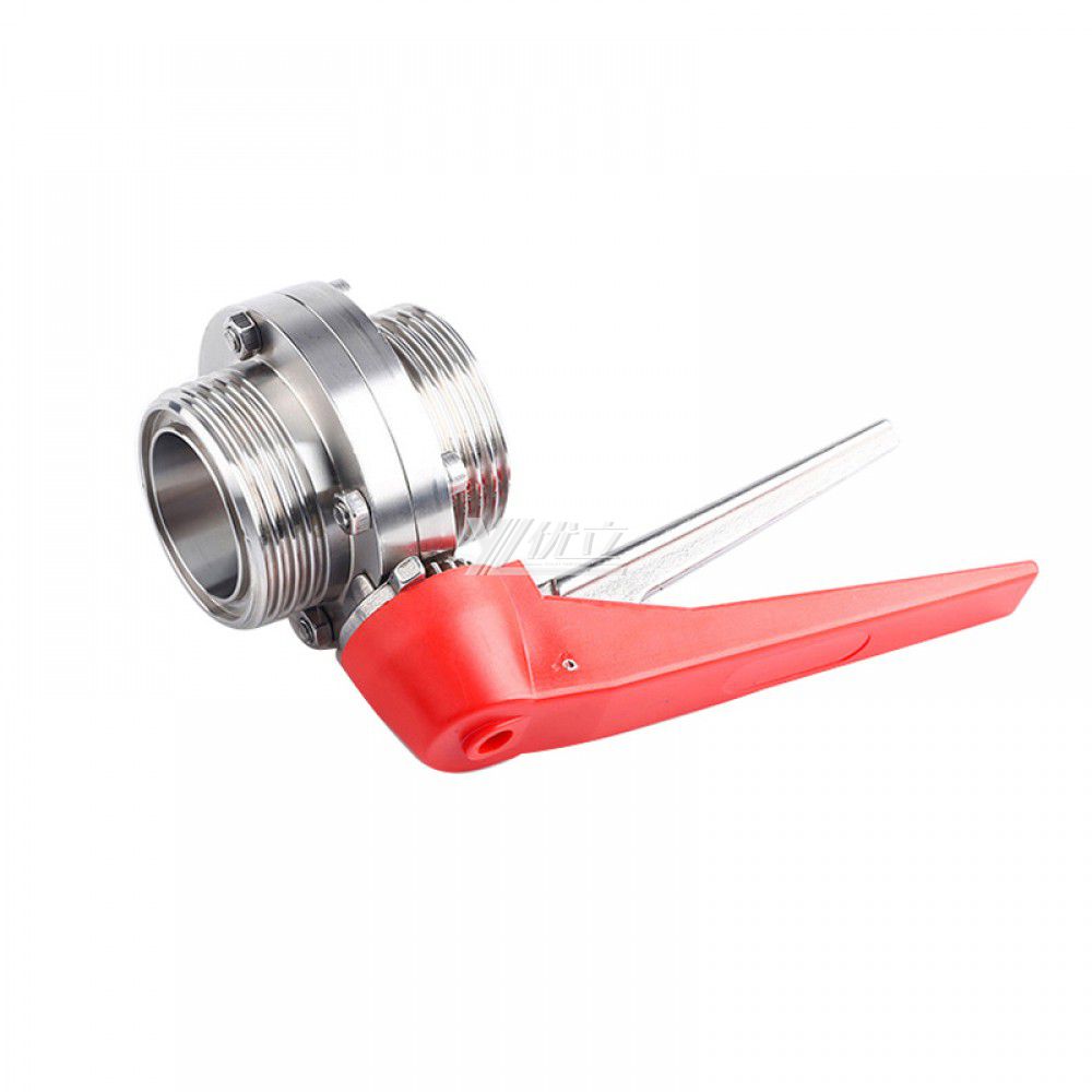 YOULI Hygienic Food Grade  Stainless Steel 3A/SMS/DIN 304 316 Silicon Duckbill Handle Manual Male Threaded Butterfly Valve