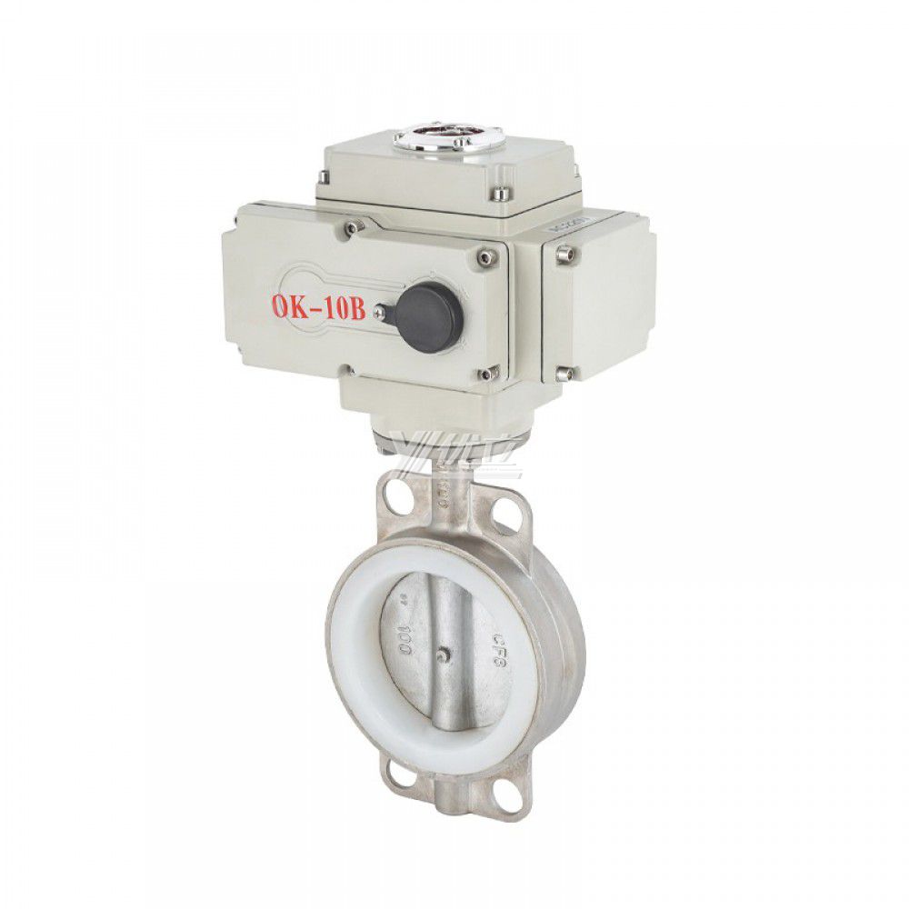 YOULI ANSI 150LB Stainless Steel 304 316 Cast Iron Silicone PTFE Water Motorized AC220V Electric Wafer Butterfly Valve