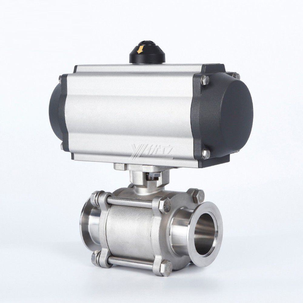 YOULI Hygienic Food Grade Sanitary Stainless Steel 304 316L KF25 Pneumatic Actuator 3PC Tri-Clamped Vacuum Ball Valve