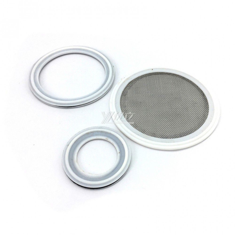 YOULI Hygienic Food Grade Customized White Pipe with Mesh Sanitary 10-150 Mesh PTFE Sealing Ring Rubber Tri Clamp Gasket