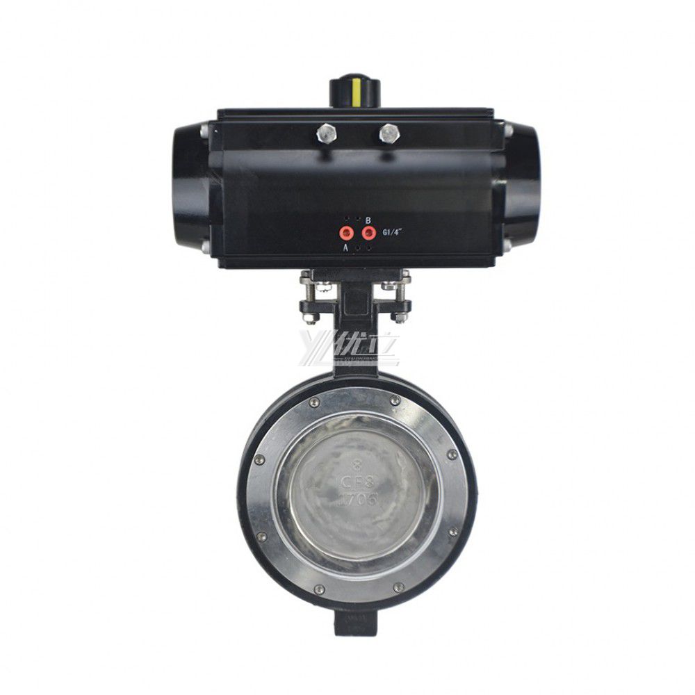 YOULI ANSI 150LB  Stainless Steel Pn16 Carbon Steel Pneumatic High Performance Double Eccentric Wafer Butterfly Valve