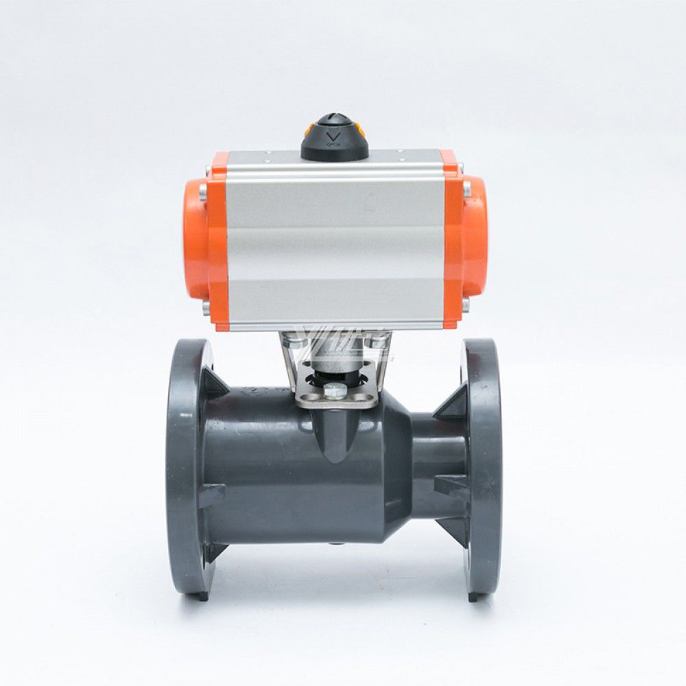 YOULI High Quality Zero Leakage DN15 to DN100 PVC UPVC CPVC Plastic 2 Way Pneumatic Actuator Flanged Ball Valve