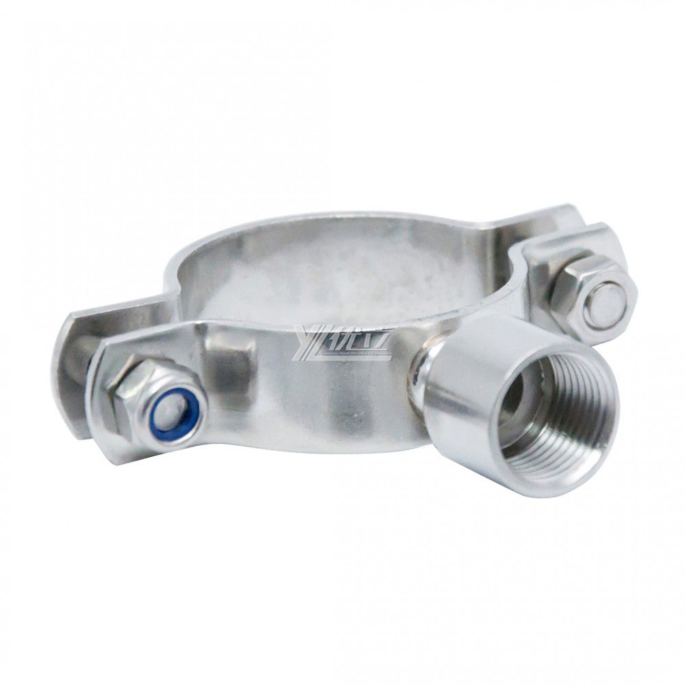 YOULI Sanitary Pipe Fittings Ube Hex Pipe Holder Stainless Steel 304 With Short Handle Bar H2M M10 Female Thread Round Pipe Holder