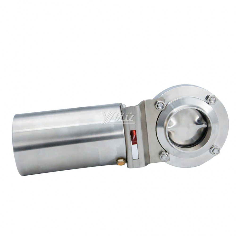 YOULI Hygienic Food Grade Stainless Steel 3A/SMS/DIN 304 316 Silicon Sanitary Butt Welded butterfly Valve Pneumatic Actuator