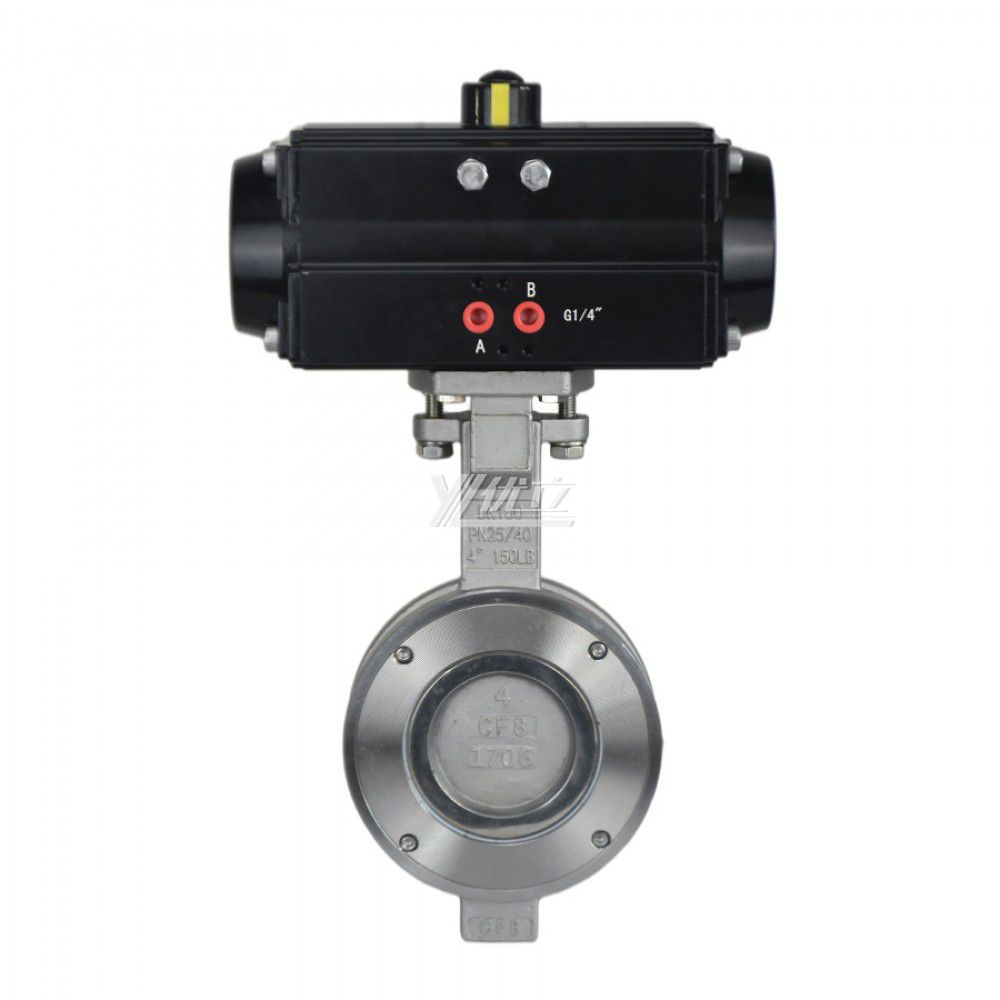 YOULI ANSI 150LB  Stainless Steel Pn16 Carbon Steel Pneumatic High Performance Double Eccentric Wafer Butterfly Valve