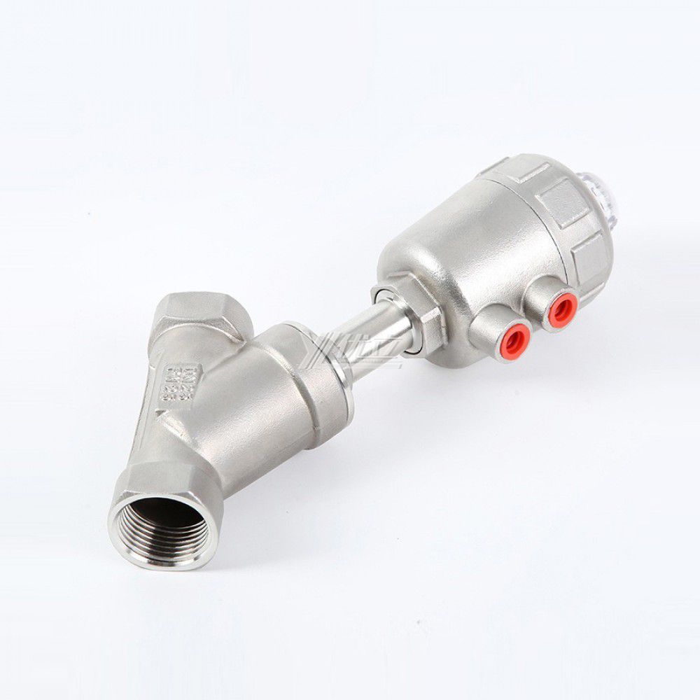 YOULI Premium High Temperature 1.6mpa 304 316 BSP NPT Stainless Steel Head Pneumatic Female Threaded Angle Seat Valve
