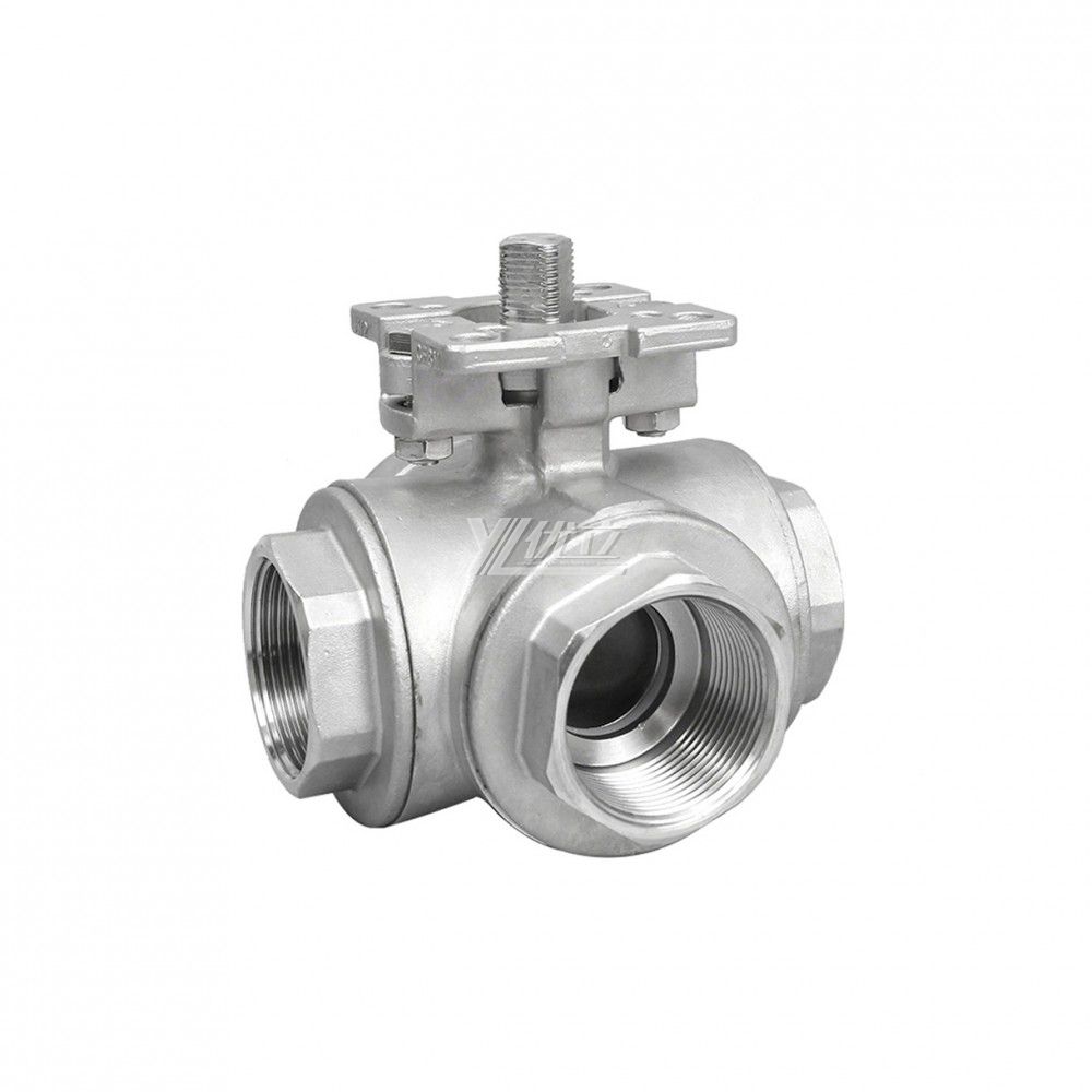 YOULI High temperature Stainless Steel ISO 5211 NPT BSP 1.6mpa 1000WOG 304 316 LL-port four-way threaded Ball Valve