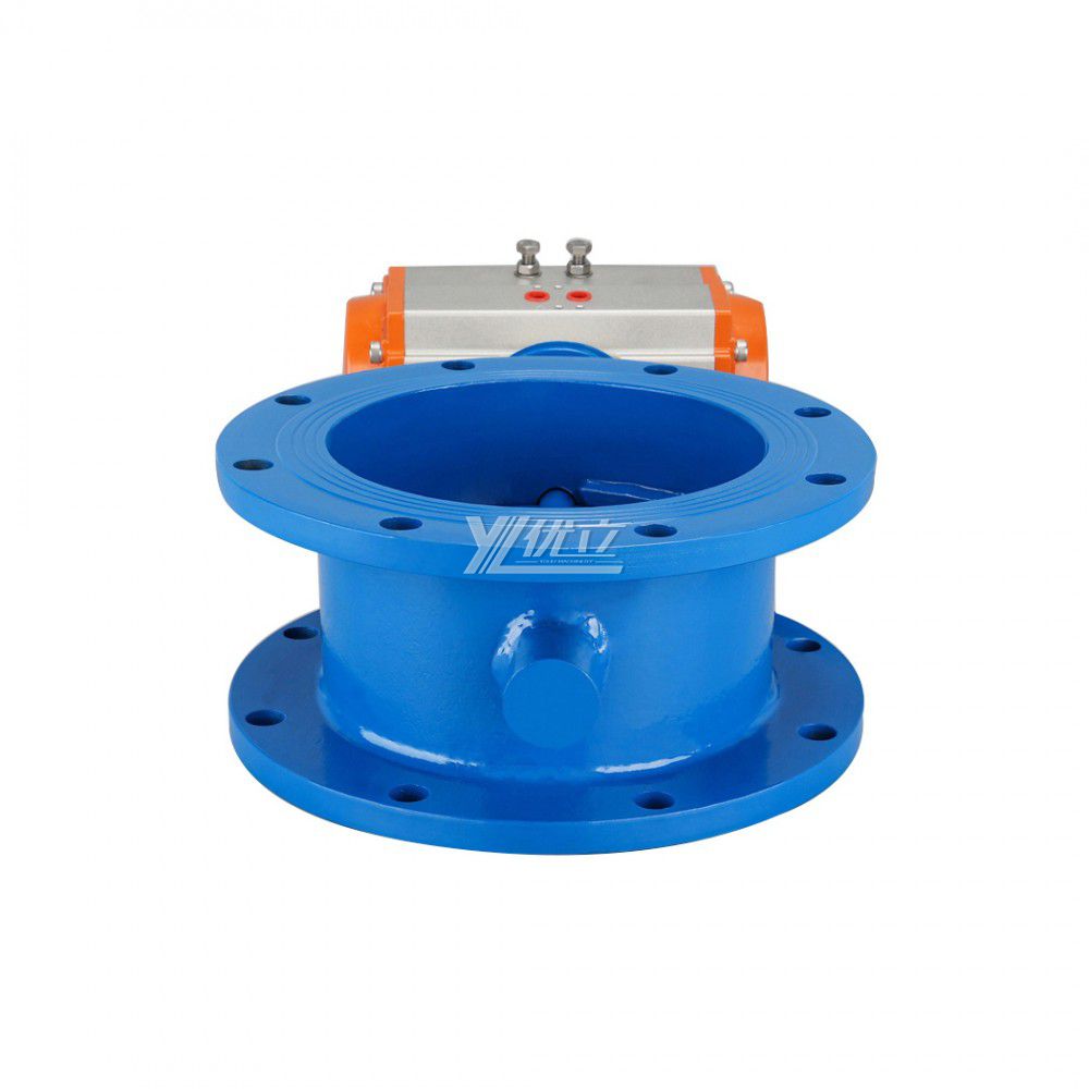 YOULI WCB Carbon Steel Smoke,Gas Dust High Temperature Pneumatic Actuator Ventilation Aeration Flanged Butterfly Valve