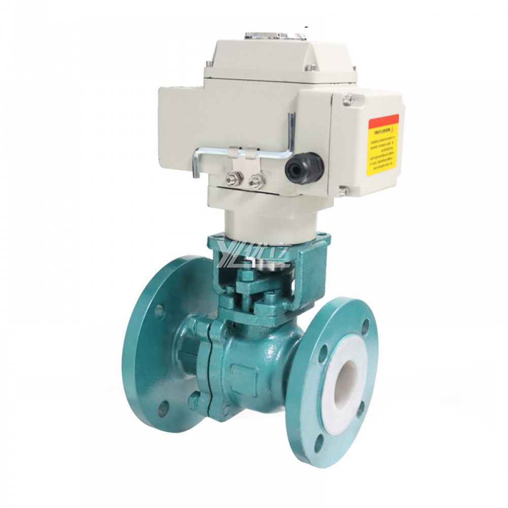 YOULI 150LB 304 316 JIS 10K 1.6mpa WCB Stainless Steel AC220V Fluorine Lining F4 PFA F46 Motorized Electric Flange Ball Valve