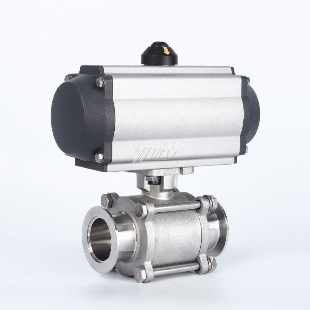 YOULI Hygienic Food Grade Sanitary Stainless Steel 304 316L KF25 Pneumatic Actuator 3PC Tri-Clamped Vacuum Ball Valve