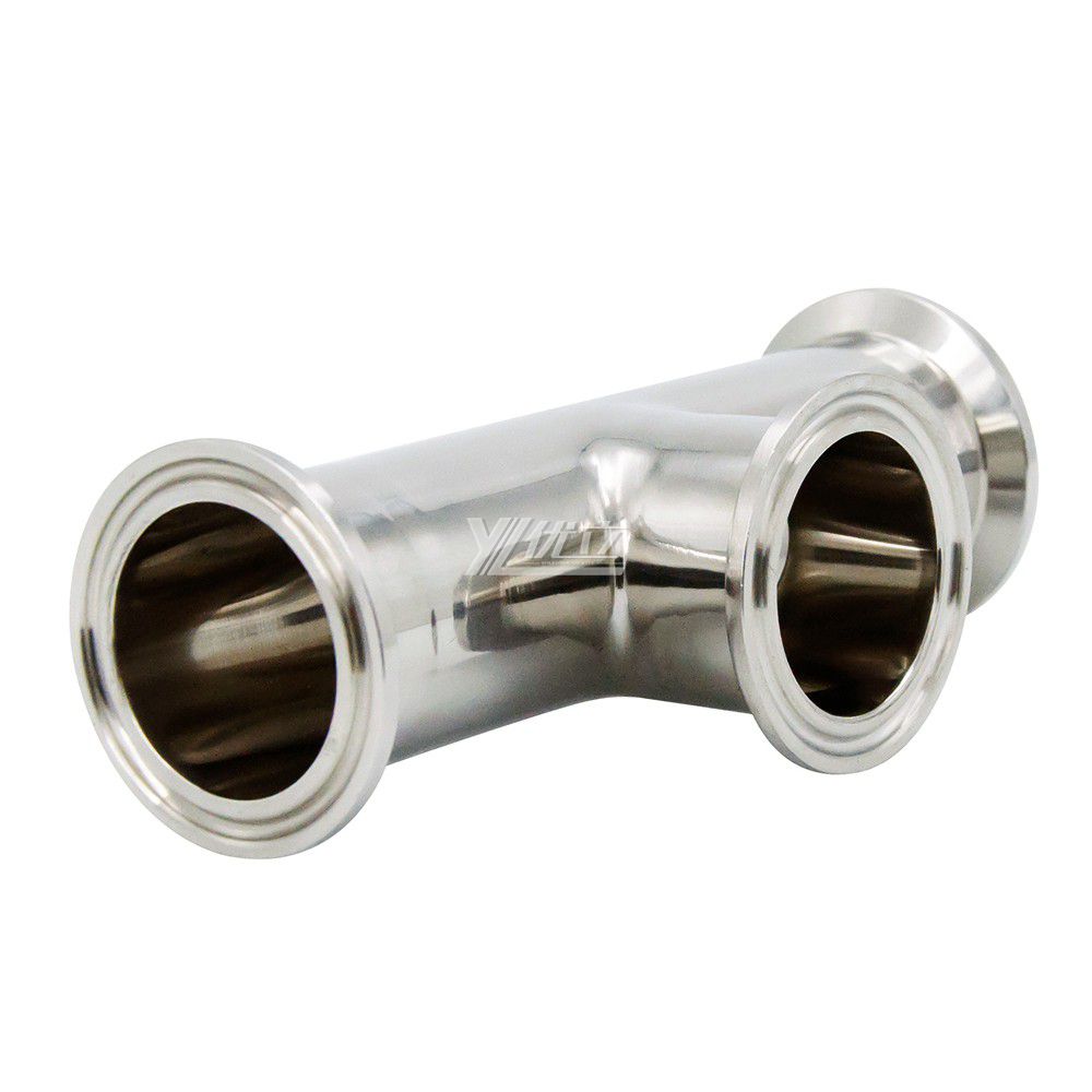 YOULI Hygienic Food Grade Sanitary Stainless Steel 304 SS316L Clamp Straight End Short Flat Equal Tee