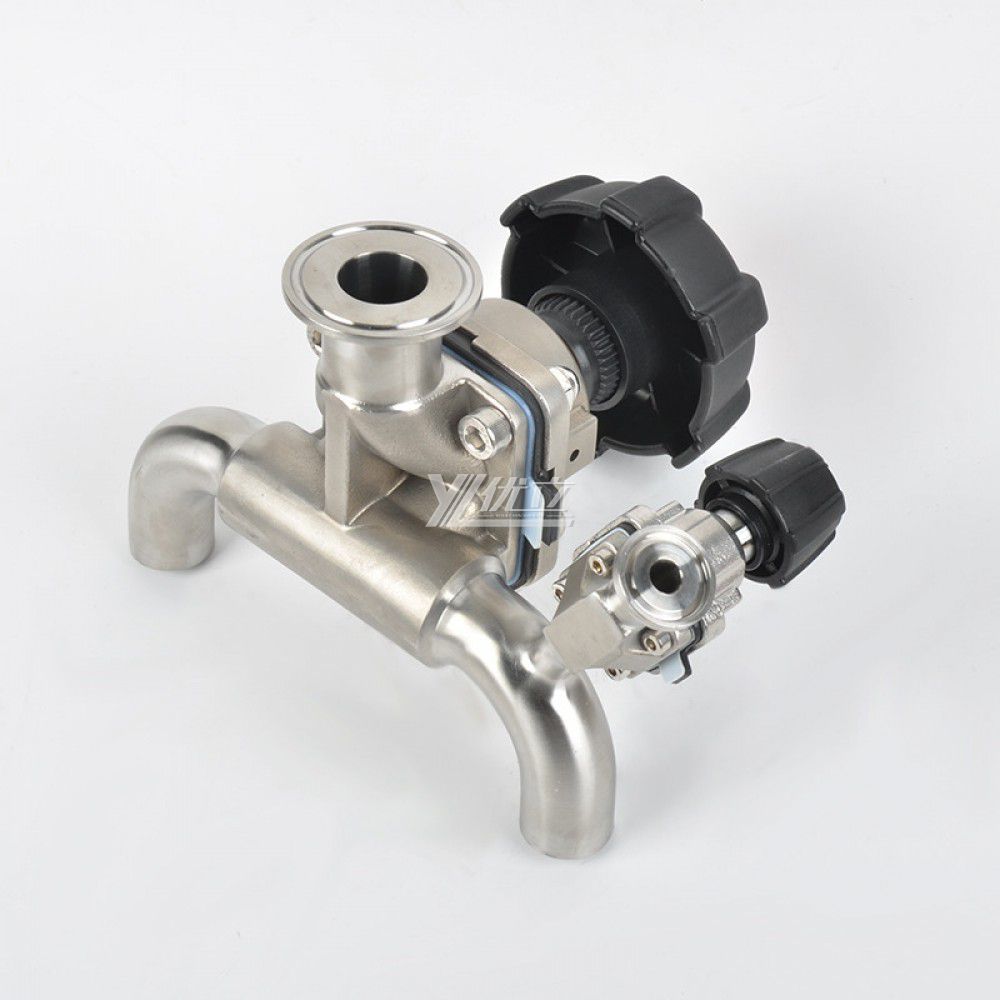 YOULI Hygienic Food Grade Sanitary Stainless Steel 316L with Sample U Type 3 Way Butt Welded Tri-Clamped Diaphragm Valve