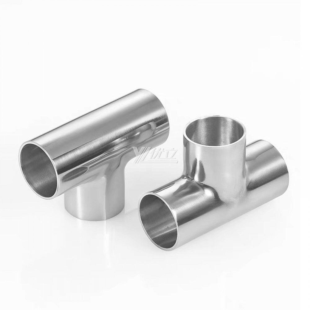 YOULI Hygienic Food Grade Sanitary Stainless Steel 304 SS316L 3A SMS DIN ISO Welded 3 Way Pipe Fitting Equal Welded Tee