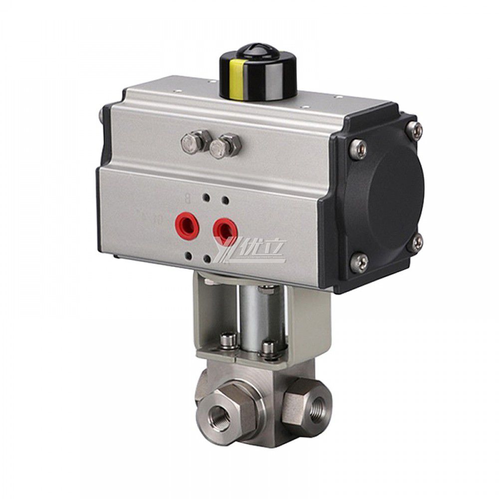 YOULI 6000psi PN320 Stainless Steel 304 316 WCB KHB High Pressure Pneumatic Actuator 3 Way Threaded Ball Valve