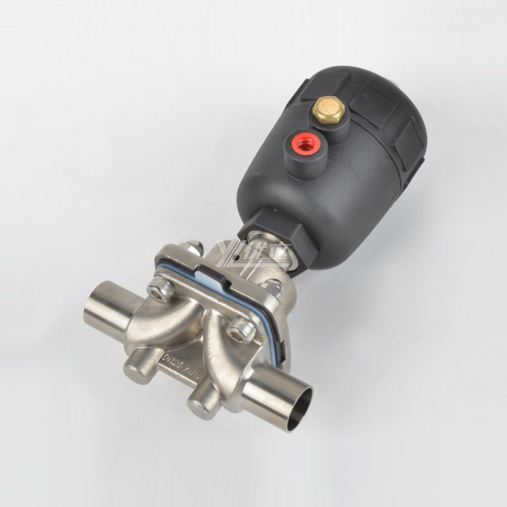 YOULI Hygienic Food Grade Sanitary Stainless Steel 316L Biological Plastics Pneumatic Straight Butt Welded Diaphragm Valve