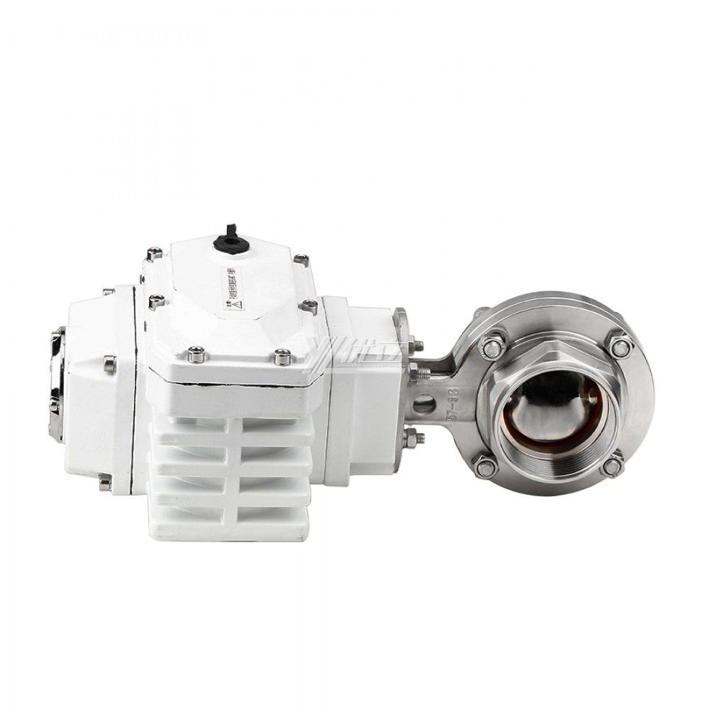 YOULI Hygienic Food Grade Stainless Steel 304 316L Motorized AC220V Sanitary Electric Threaded Control Butterfly Valve