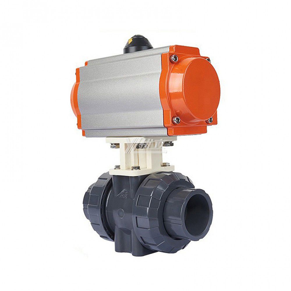 YOULI High Quality Zero Leakage DN15 to DN100 PHH PVC UPVC CPVC Plastic 2 Way Pneumatic Actuator Double Union Ball Valve