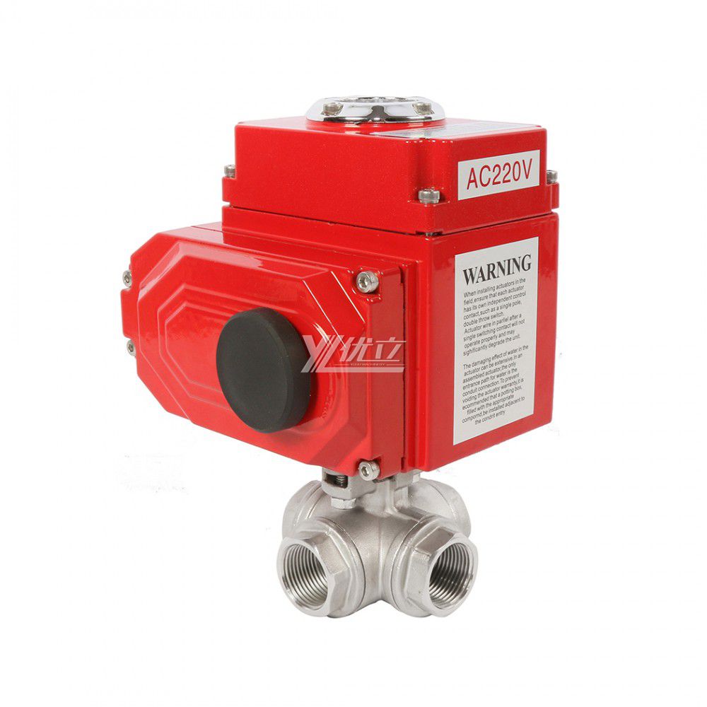 YOULI NPT BSP PN16 Stainless Steel 304 316 On-off Motorized AC220V  4-20ma signal Electric Four Way Thread Ball Valve