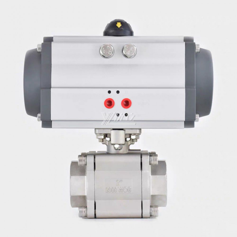 YOULI  High Temperature Metal Seal NPT BSP 2000wog PN640 Stainless Steel 304 316 Pneumatic Actuator 3PC Thread Ball Valve